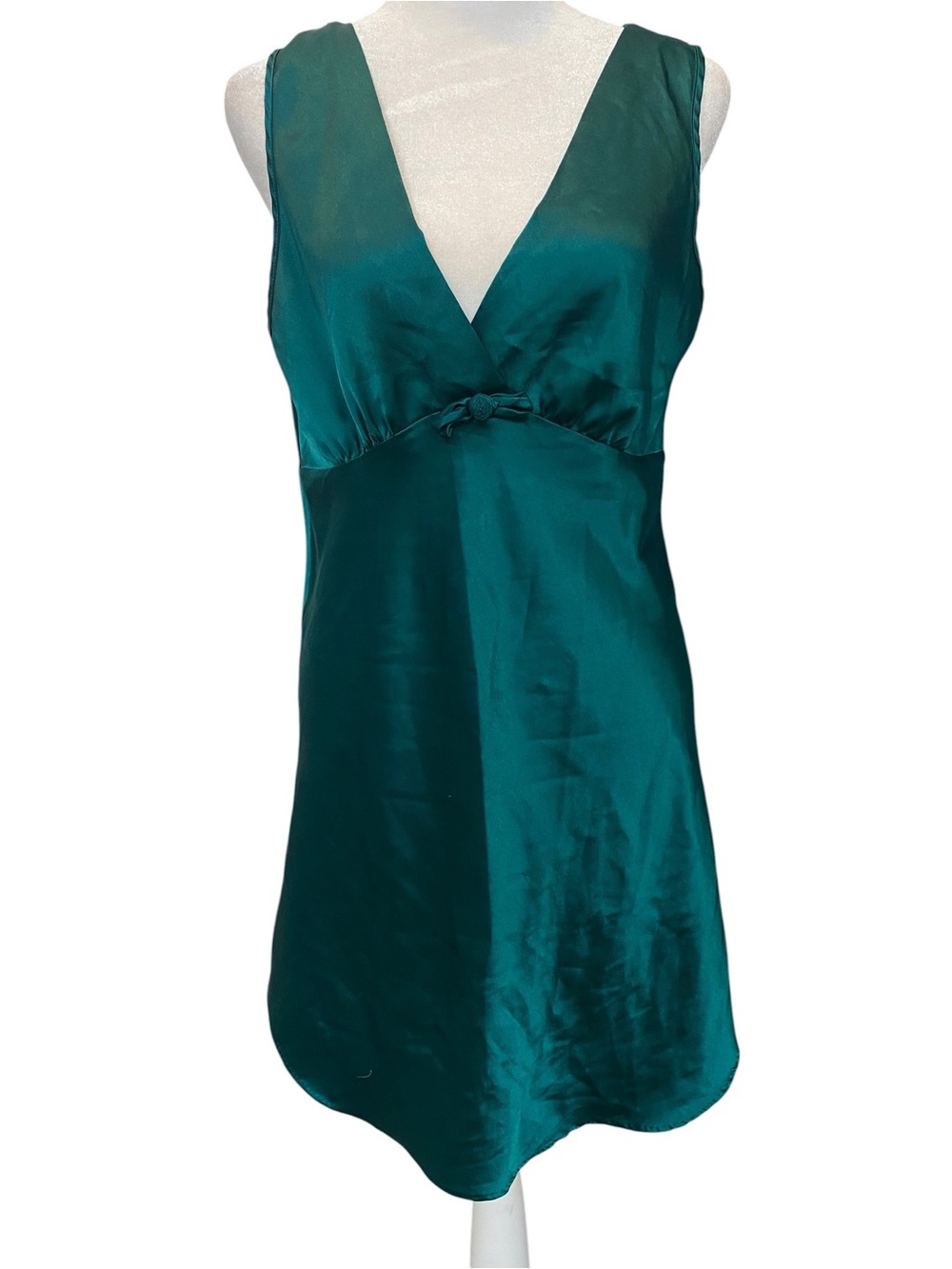 VINTAGE CINEMA ETOILE Women's size small Emerald green V-Neck Chemise Nightdress - Picture 1 of 7
